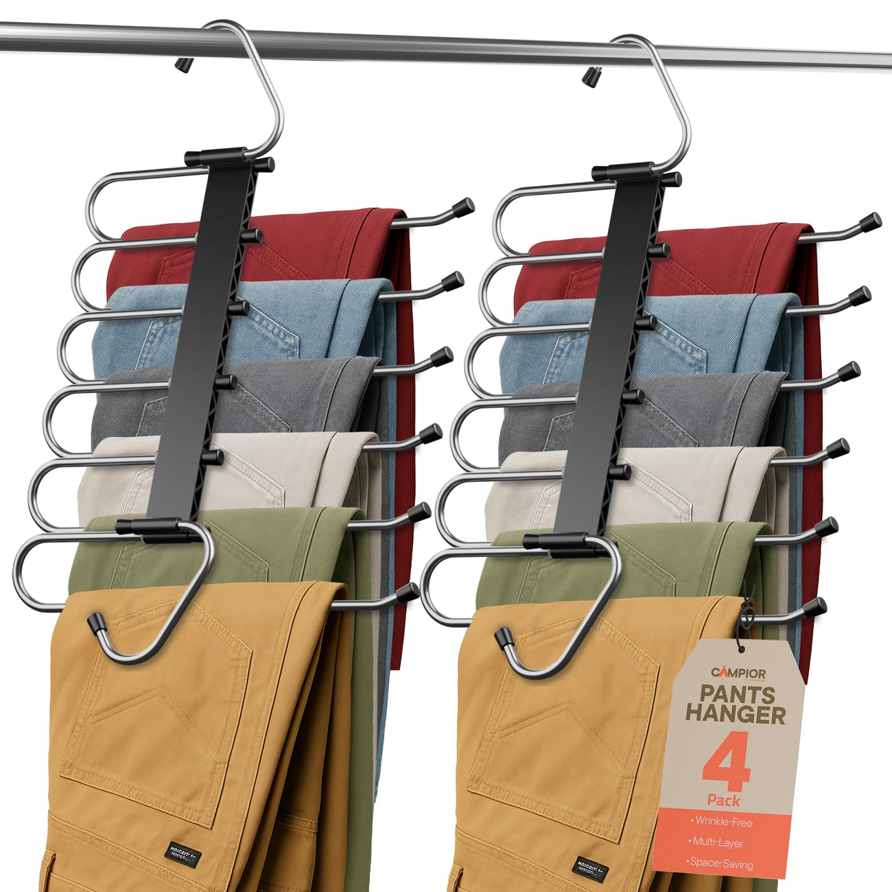 Cumya Home 6-Tier Space-Saving Pants Hangers — 4 Pack