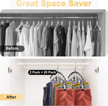 Leggings stored vertically in a closet organizer
