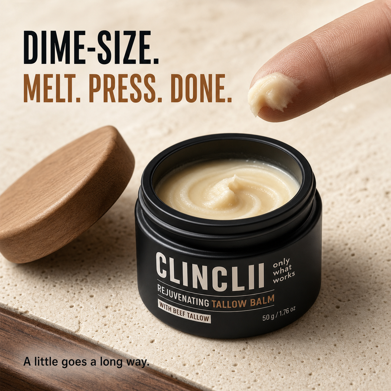 Dime-size amount and warm between fingertips application guide