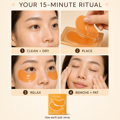 Four-step guide for applying QIAWI Vita Jelly Eye Mask