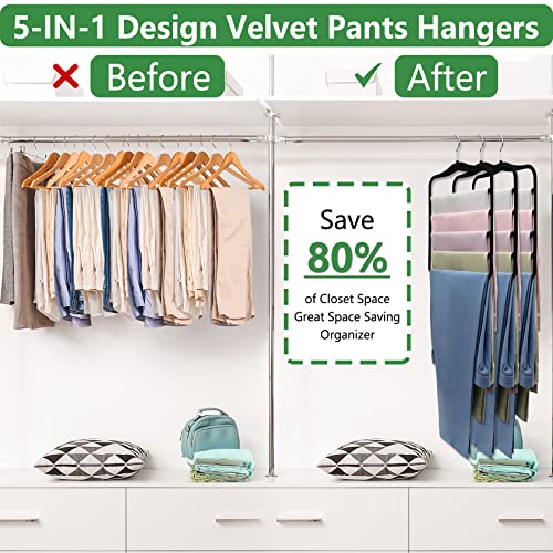 Vertical pants hangers creating more usable closet space