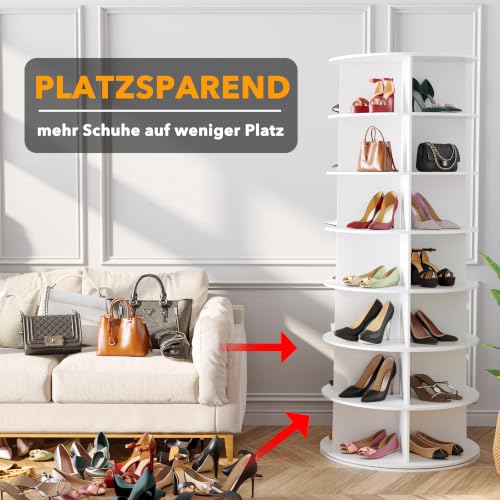 Rotating shoe rack giving 360-degree access to footwear