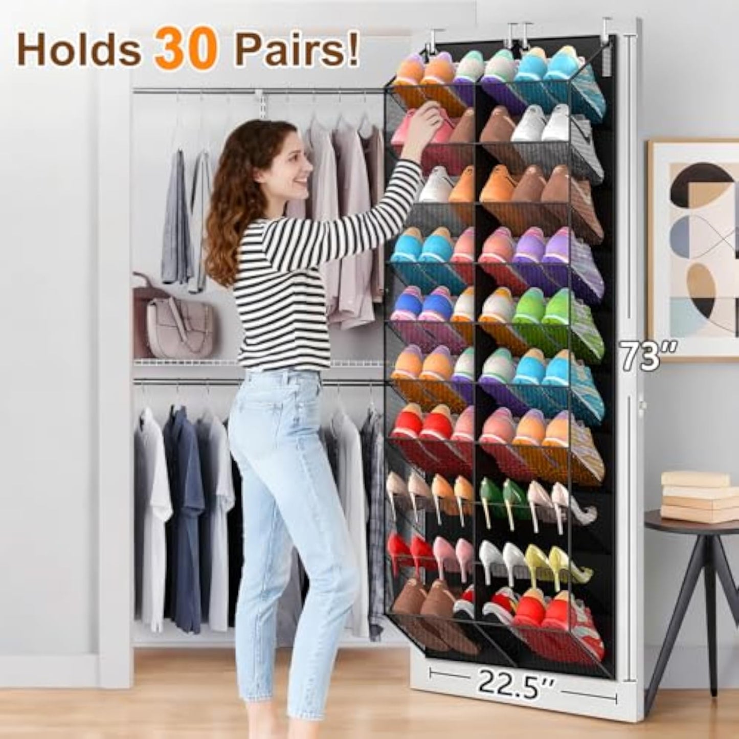 Cumya Home Over-Door Shoe Organizer — 20 Large Pockets