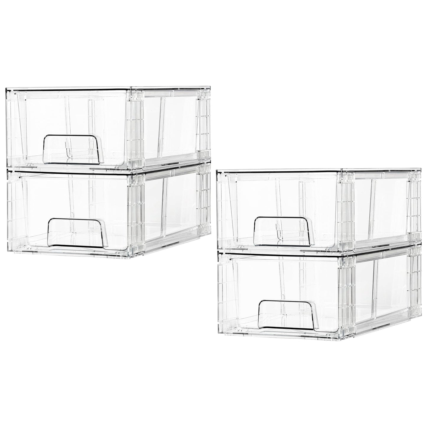 Cumya Home Large Clear Stackable Drawers — 4 Pack