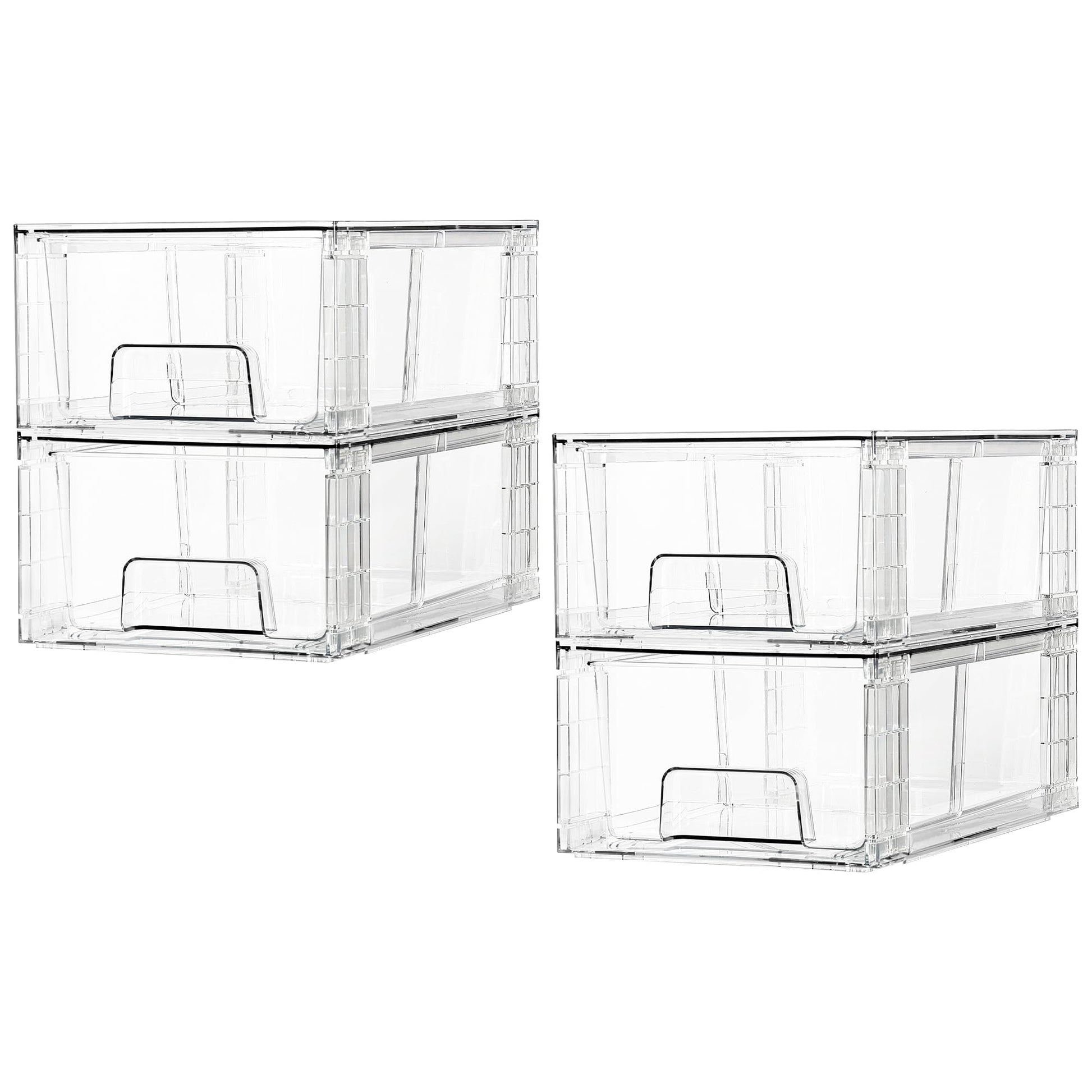 Cumya Home Large Clear Stackable Drawers — 4 Pack