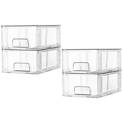 Cumya Home Large Clear Stackable Drawers — 4 Pack