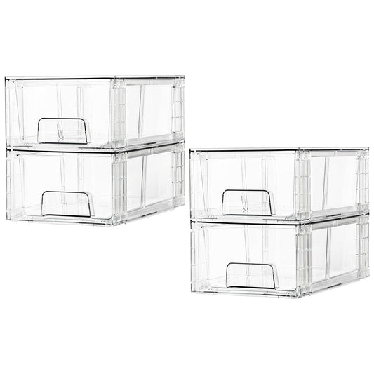 Cumya Home Large Clear Stackable Drawers — 4 Pack