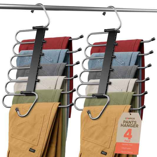 Cumya Home 6-Tier Space-Saving Pants Hangers — 4 Pack