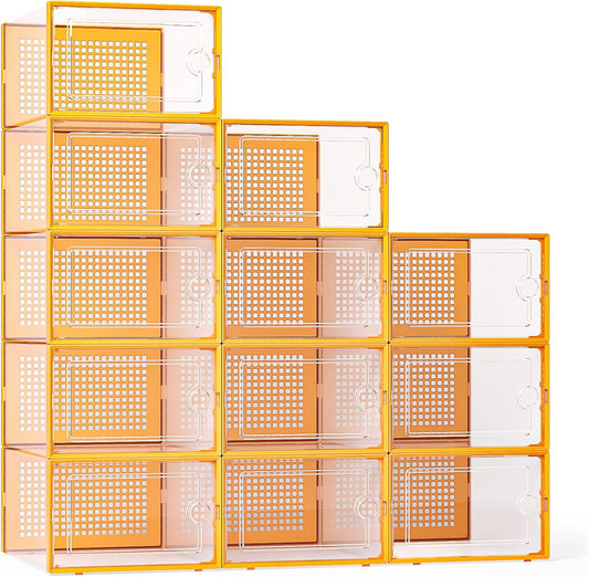 Cumya Home Clear Stackable Shoe Boxes — 12 Pack