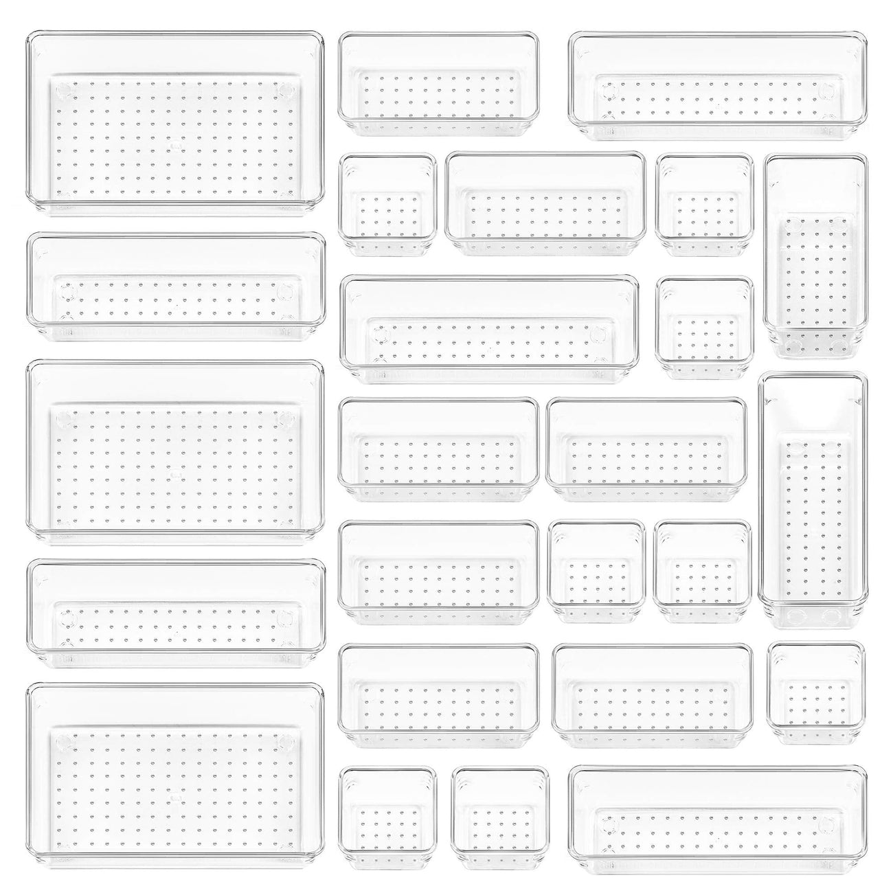 Cumya Home 25-Piece Clear Drawer Organizer Set