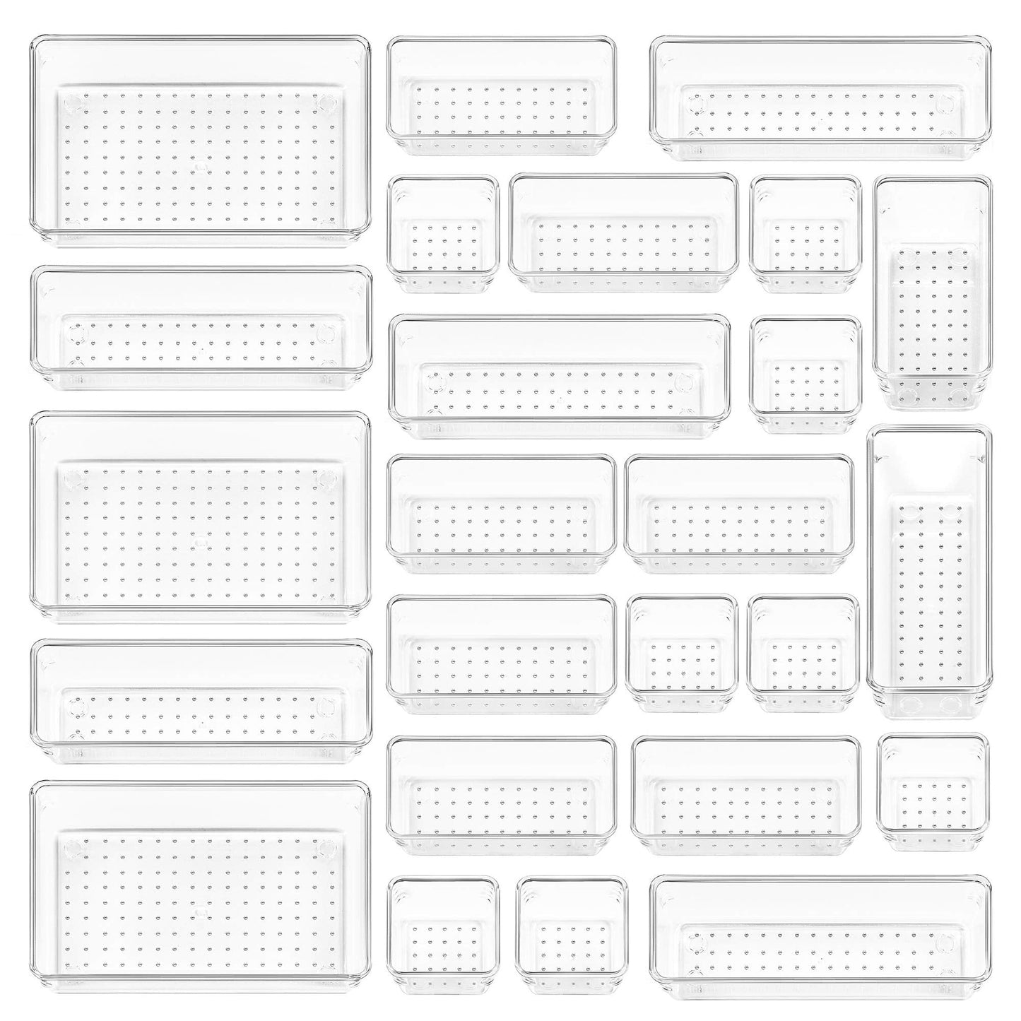 Cumya Home 25-Piece Clear Drawer Organizer Set