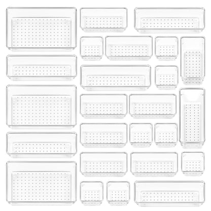 Cumya Home 25-Piece Clear Drawer Organizer Set